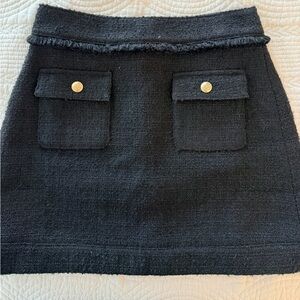 J. Crew Black Mini Skirt with Gold Buttons